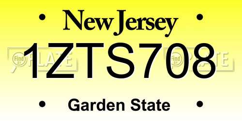 1ZTS708 New Jersey License Plate