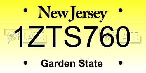 1ZTS760 New Jersey License Plate
