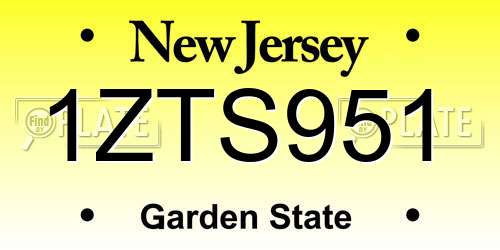 1ZTS951 New Jersey License Plate