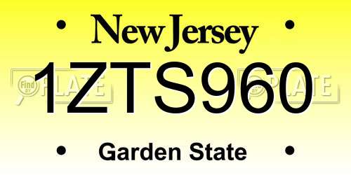 1ZTS960 New Jersey License Plate