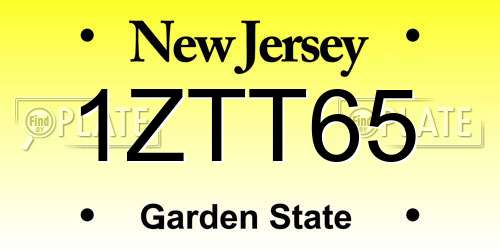 1ZTT65 New Jersey License Plate
