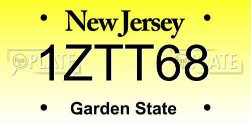 1ZTT68 New Jersey License Plate