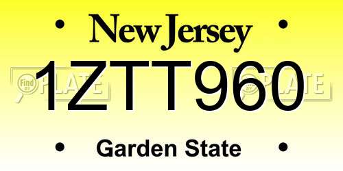 1ZTT960 New Jersey License Plate