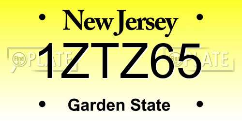 1ZTZ65 New Jersey License Plate