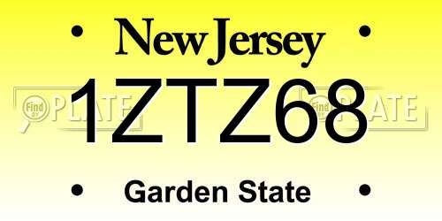 1ZTZ68 New Jersey License Plate