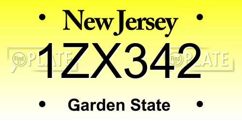 1ZX342 New Jersey License Plate