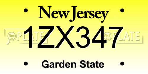 1ZX347 New Jersey License Plate