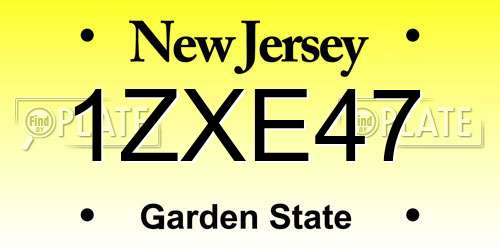 1ZXE47 New Jersey License Plate
