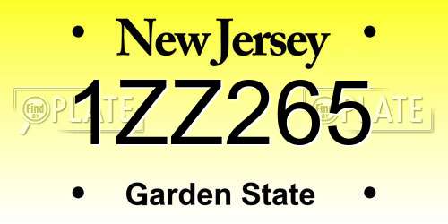 1ZZ265 New Jersey License Plate