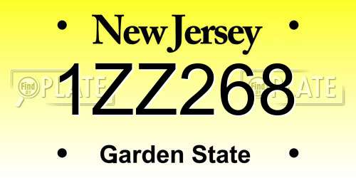 1ZZ268 New Jersey License Plate