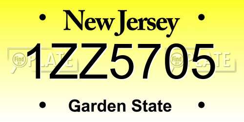 1ZZ5705 New Jersey License Plate