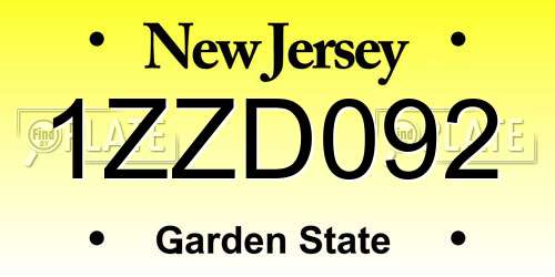 1ZZD092 New Jersey License Plate