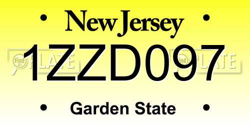 1ZZD097 New Jersey License Plate