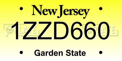 1ZZD660 New Jersey License Plate