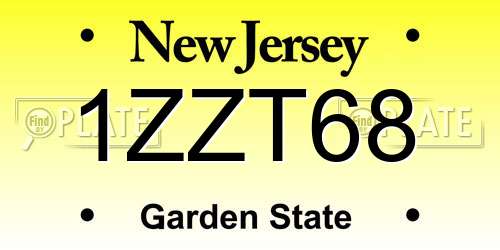 1ZZT68 New Jersey License Plate