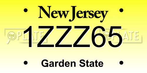 1ZZZ65 New Jersey License Plate