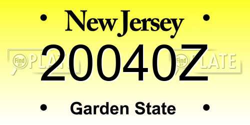 20040Z New Jersey License Plate