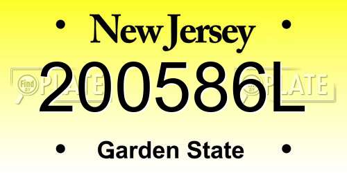 200586L New Jersey License Plate