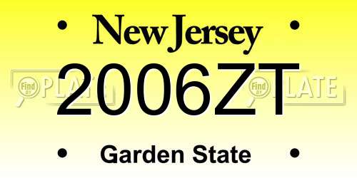 2006ZT New Jersey License Plate