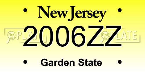 2006ZZ New Jersey License Plate