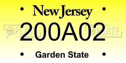 200A02 New Jersey License Plate