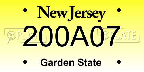 200A07 New Jersey License Plate