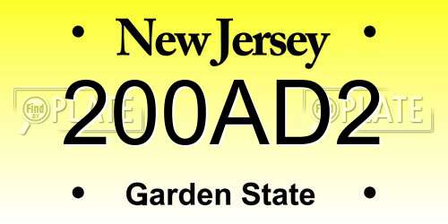 200AD2 New Jersey License Plate