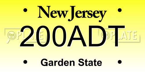 200ADT New Jersey License Plate