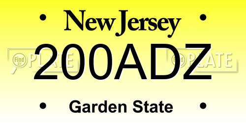 200ADZ New Jersey License Plate