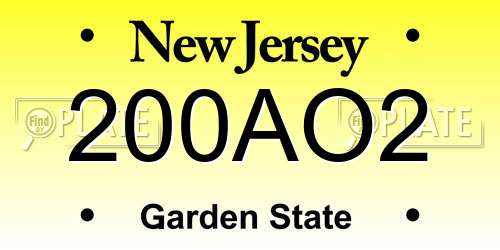 200AO2 New Jersey License Plate