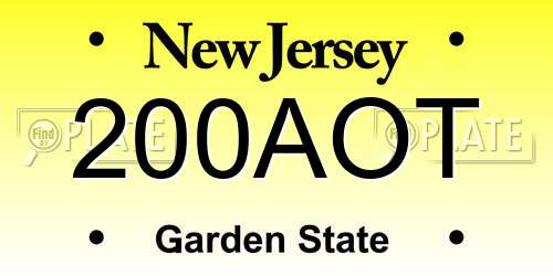200AOT New Jersey License Plate