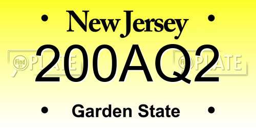 200AQ2 New Jersey License Plate