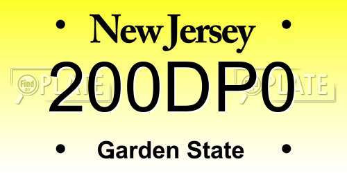 200DP0 New Jersey License Plate