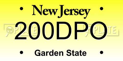 200DPO New Jersey License Plate