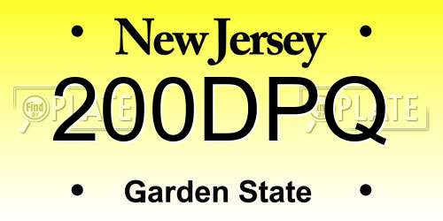 200DPQ New Jersey License Plate