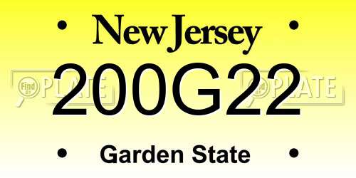 200G22 New Jersey License Plate