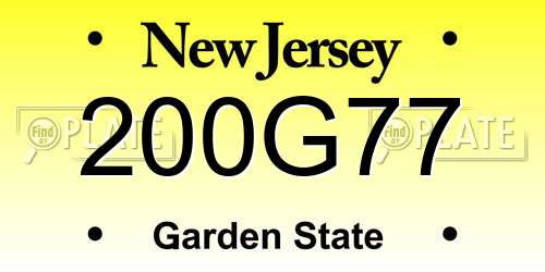 200G77 New Jersey License Plate
