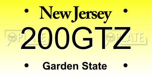 200GTZ New Jersey License Plate