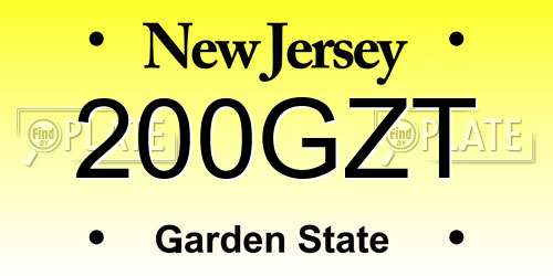 200GZT New Jersey License Plate