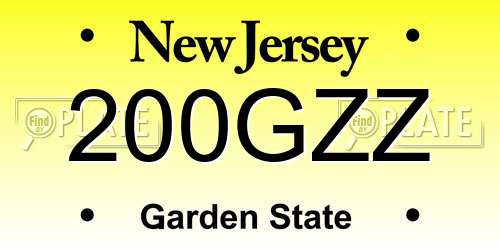 200GZZ New Jersey License Plate