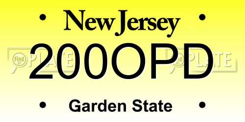 200OPD New Jersey License Plate