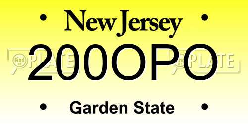 200OPO New Jersey License Plate