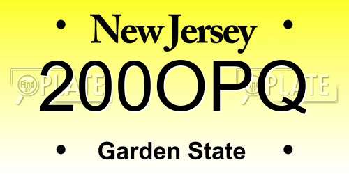 200OPQ New Jersey License Plate