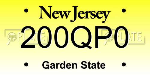 200QP0 New Jersey License Plate