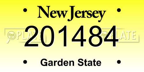 201484 New Jersey License Plate