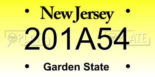 201A54 New Jersey License Plate