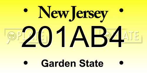 201AB4 New Jersey License Plate