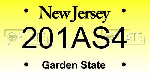 201AS4 New Jersey License Plate