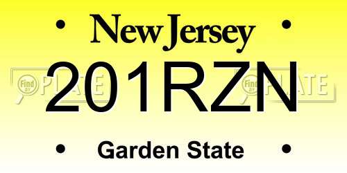 201RZN New Jersey License Plate