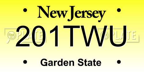 201TWU New Jersey License Plate